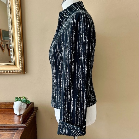 Lafayette 148 New York Black and White Textured Wool Blazer Jacket Split Cuff 6 - Picture 5 of 9